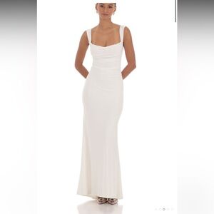 Back Sequin Butterfly Maxi Dress in White
